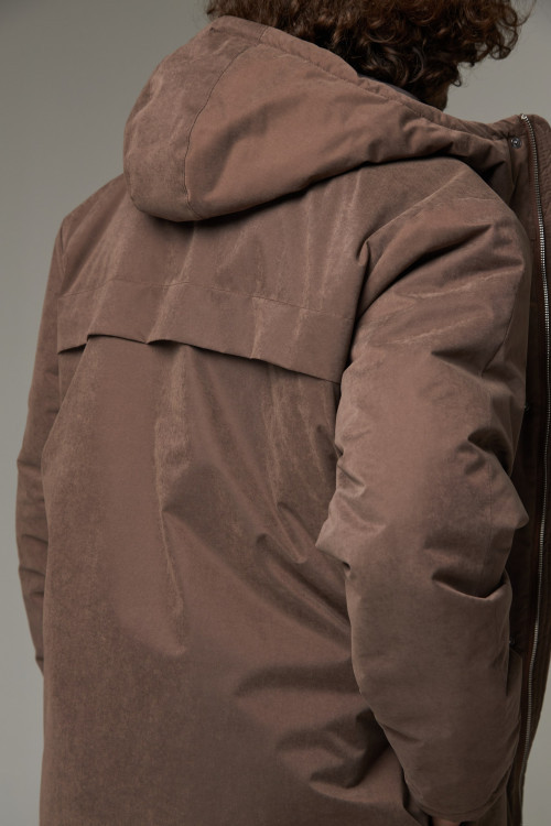 Куртка зимняя с капюшоном и накладными карманами Velour Touch, коричневый - 3