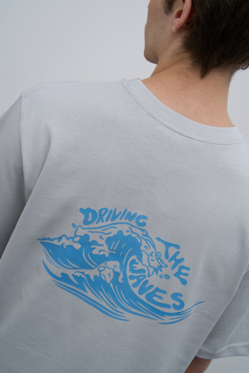 Футболка из хлопка Driving the Wave, светло-серый