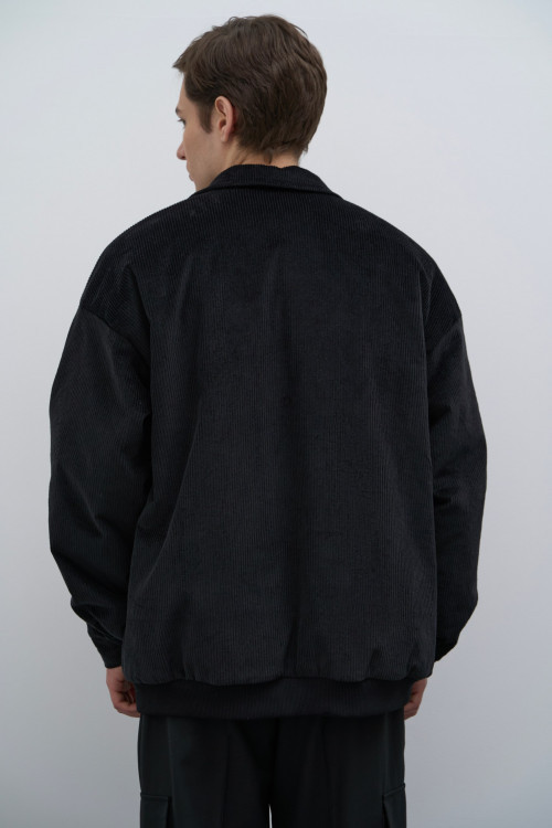 Куртка-бомбер Cotton Velvet из итальянского вельвета с утеплителем, черный - 2