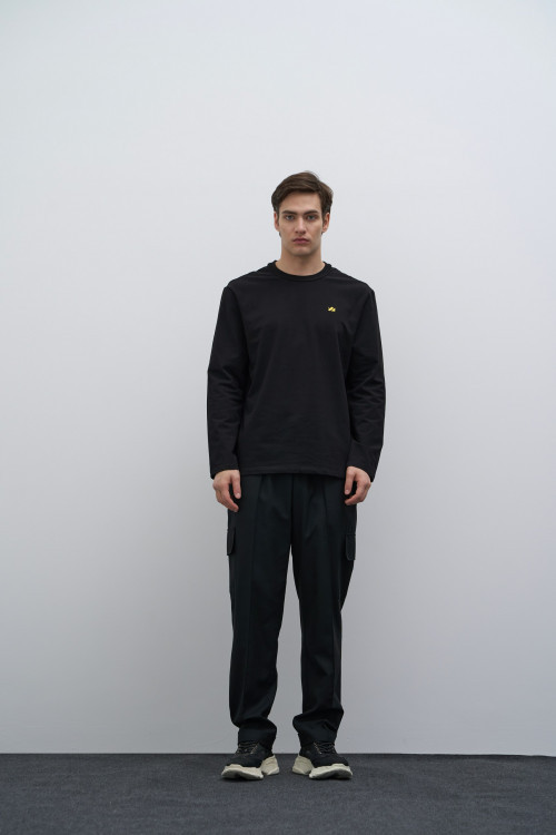 Лонгслив Cotton Basic, черный - 2