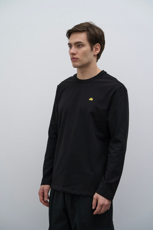 Лонгслив Cotton Basic, черный - 4