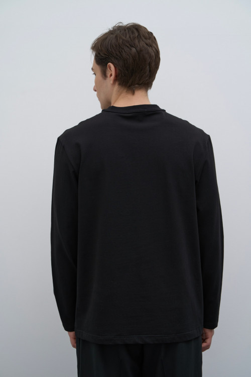 Лонгслив Cotton Basic, черный - 3