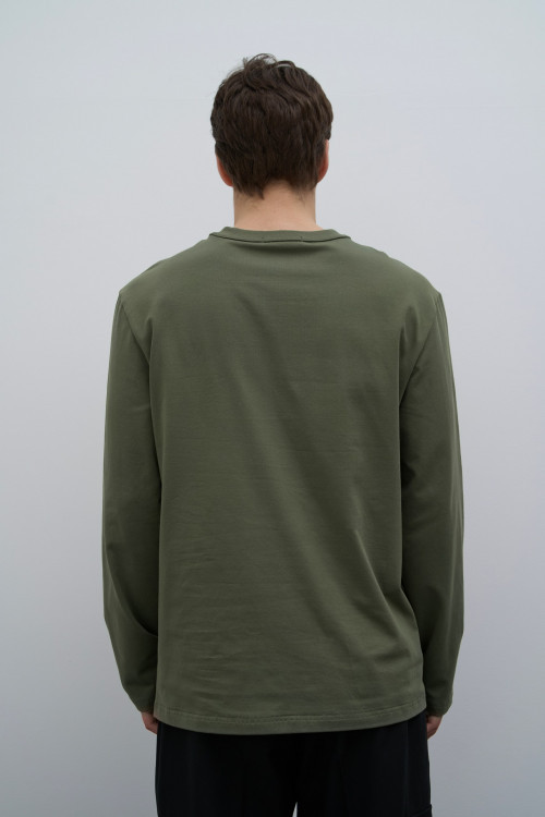 Лонгслив Cotton Basic, хаки - 3