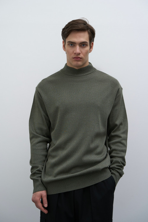 Водолазка из смесовой шерсти Base Wool, хаки
