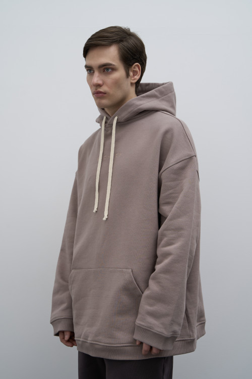 Худи из футера Walk Oversize, бежевый - 3