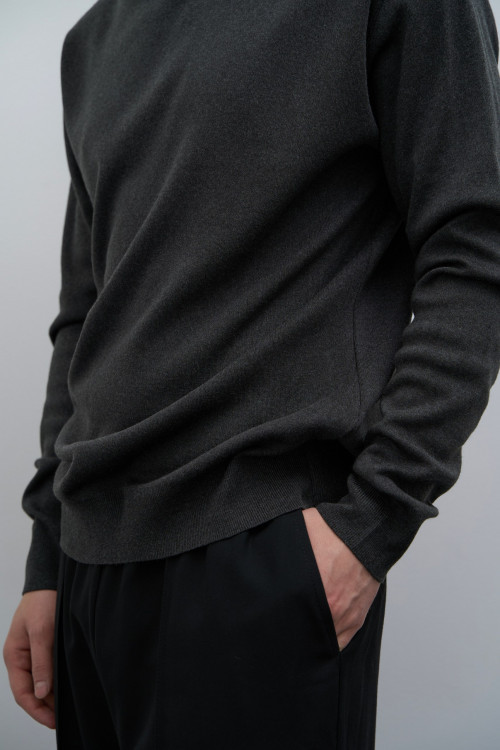 Водолазка из смесовой шерсти Base Wool, графит - 3