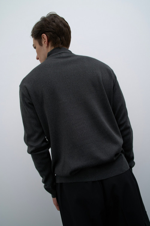 Водолазка из смесовой шерсти Base Wool, графит - 4