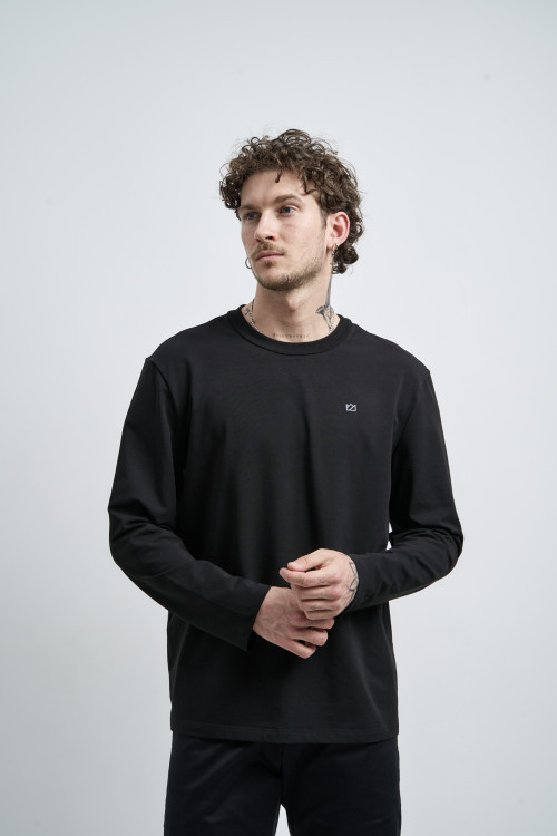Лонгслив Cotton Basic, черный - 3