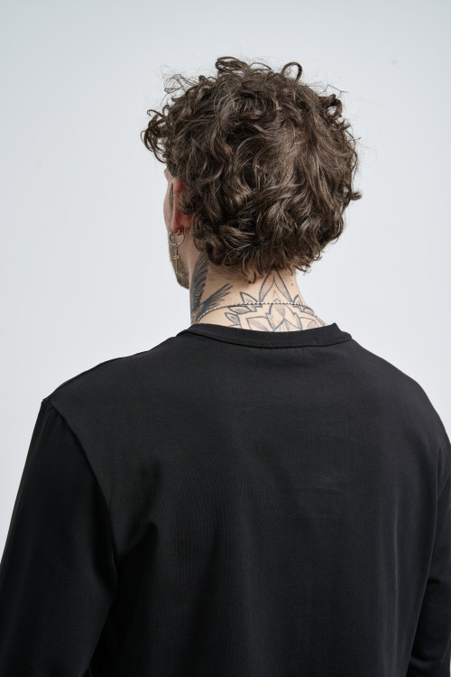Лонгслив Cotton Basic, черный - 4
