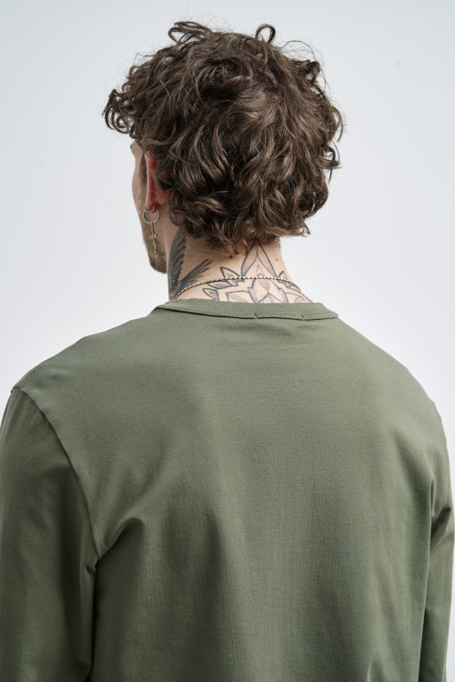 Лонгслив Cotton Basic, хаки - 4