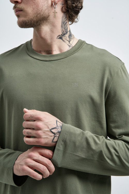 Лонгслив Cotton Basic, хаки - 3